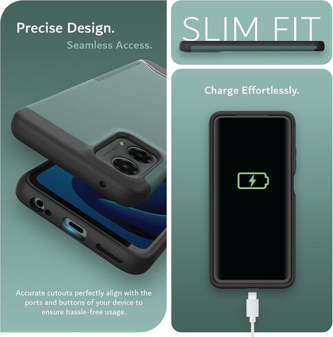 TUDIA MERGE [Military Grade] Designed for Motorola Moto G 5G (2024) Case - [DROP TESTED] Dual Layer Shockproof Slim Tough Heavy Duty Protective Phone Cases Cover - Hunter Green in Saudi Arabia