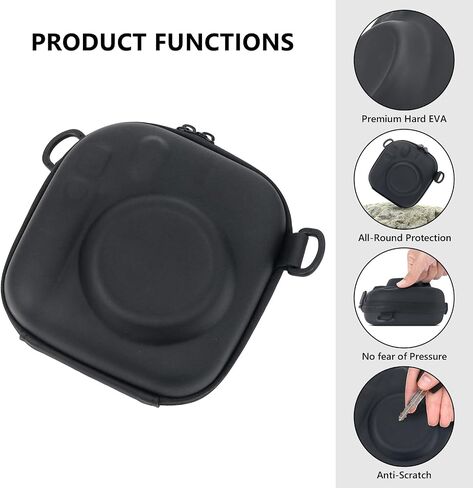 Hard EVA Storage Case Widely Compatible with Fujifilm Instax Mini 12/11/9/8/7+/40, Instant Camera Protective Carrying Case with Adjustable Strap - Black in Saudi Arabia