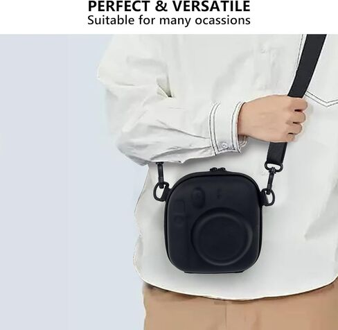 Hard EVA Storage Case Widely Compatible with Fujifilm Instax Mini 12/11/9/8/7+/40, Instant Camera Protective Carrying Case with Adjustable Strap - Black in Saudi Arabia