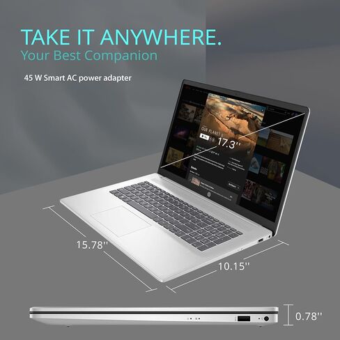 HP 17.3" Anti-Glare FHD Business Laptop, Intel Core i5-1335U, 32GB RAM, 1TB SSD, Backlit Keyboard, Numpad, Webcam, Fast Charge, Intel Iris Xe Graphics, HDMI, Silver, Win 11 Pro, 32GB USB Card in Saudi Arabia