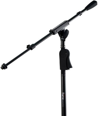 Gator Frameworks Tripod Mic Stand with Soft Grip Twist Clutch, Boom Arm, and Both 3/8" and 5/8" Adapters; Min/Max Height - 6"/99" (GFW-MIC-2020),Black in Saudi Arabia