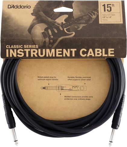 D'Addario Accessories Guitar Cable - Guitar Lead - 1/4 Inch Male to 1/4 Inch Male - Classic Series - 5 Feet/1.52 Meters - Straight Ends - 1 Pack in Kuwait