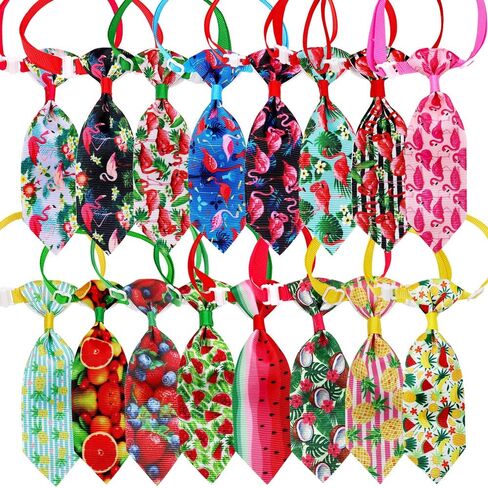 32pcs Summer Dog Collar Bow Ties, Bulk Adjustable 16pcs Small Dog Bow Ties and 16pcs Dog Neck Ties, Hawaii Fruit Dog Collar Bowties for Small Medium Dog Collar Grooming Accessories in Saudi Arabia