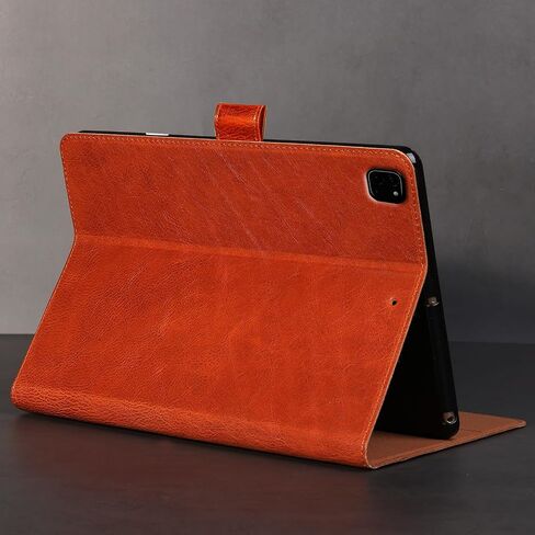 Gexmil Case for iPad Pro 11 Inch,4th/3rd/2nd/1st Generation(2022/2021/2020/2018) Genuine Leather Cover with Pencil Holder,Cowhide Folio Cover,Auto Sleep/Wake Anti Slip,Vegetable Tanning Brown in Kuwait