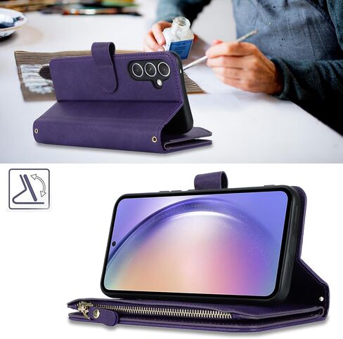 حافظة محفظة Jaorty لهاتف Samsung Galaxy A54 5G للنساء والرجال مع حامل بطاقات، وحافظات هاتف Galaxy A54 Crossbody مع حزام كتف وجيب بسحاب من جلد البولي يوريثان ومحفظة بمسند، 6.4 بوصة أسود in Saudi Arabia