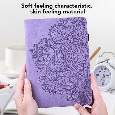 for iPad 10th Generation Case 2022, iPad 2022 10.9" Case, Embossed Flowers PU Leather Retro Shockproof Slim Case with Pencil Holder Elastic Strap Cover for iPad 10th Gen 10.9 Inch - Purple in Saudi Arabia