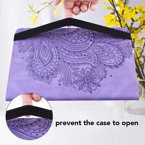 for iPad 10th Generation Case 2022, iPad 2022 10.9" Case, Embossed Flowers PU Leather Retro Shockproof Slim Case with Pencil Holder Elastic Strap Cover for iPad 10th Gen 10.9 Inch - Purple in Saudi Arabia