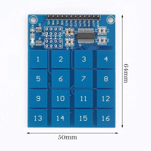 RedTagCanada TTP229 2.4V-5.5V 16 قناة مفتاح سعوي رقمي يعمل باللمس وحدة لوحة مفاتيح IC للوحة Arduino الإلكترونية أداة DIY، أزرق in Kuwait