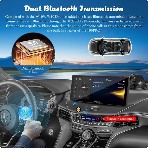 شاشة Carplay 2024 CARPURIDE مقاس 9.3 بوصة للسيارة، متوافقة مع Apple CarPlay اللاسلكي/السلكي، Android Auto وMirror Link - صوت بلوتوث، الملاحة، Siri، FM، AUX، C92 مع كاميرا احتياطية in Kuwait