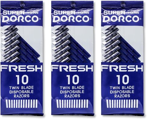 DORCO SUPER FRESH TWIN BLADE DISPOSABLE RAZORS - 10CT in Kuwait