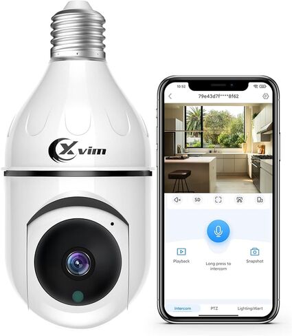 كاميرا أمان XVIM 3MP، كاميرا لمبة إضاءة منزلية لاسلكية WiFi، رؤية ليلية بزاوية 360 درجة/إمالة، داخلي/خارجي in Saudi Arabia