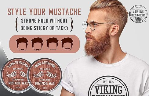 Mustache Wax 4 Variety Pack - Beard & Moustache Wax for Men - Strong Hold Helps Train Tame & Style- Sandalwood, Clary Sage, Cedar Pine, Bay Rum Styles in Saudi Arabia