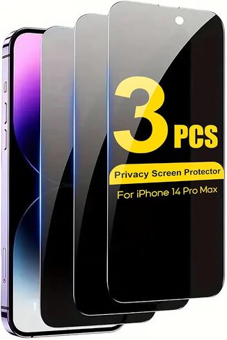 iPhone 14 Pro Max Privacy Screen Protector 3-Pack - Premium Privacy Glass, Anti-Peek, Ultra-Durable, Case-Friendly, Scratch-Resistant, 3D Touch Compatible for 6.7-inch Display in Saudi Arabia