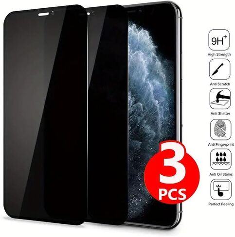 iPhone 14 Pro Max Privacy Screen Protector 3-Pack - Premium Privacy Glass, Anti-Peek, Ultra-Durable, Case-Friendly, Scratch-Resistant, 3D Touch Compatible for 6.7-inch Display in Saudi Arabia