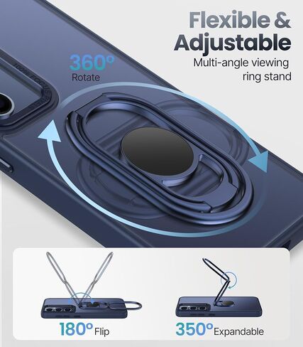 Shields Up for Samsung Galaxy S24 Ultra Case with Stand, Galaxy S24 Ultra Case Clear with Double Ring Holder [Adjustable & Foldable] Shockproof Protective Cover for Samsung S24 Ultra - Clear in Kuwait