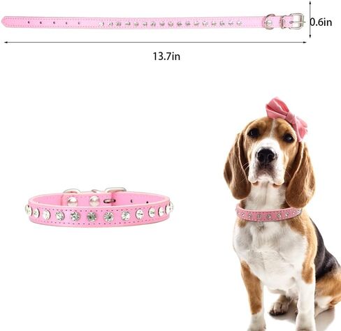 2 قطعة طوق الكلب الجرو مع الماس الكريستال، كريستال الماس القط طوق جلد الغزال الناعم هريرة جرو الياقات للحيوانات الأليفة الصغيرة والمتوسطة in Kuwait