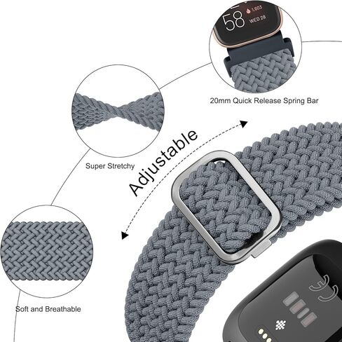 22mm Bands Compatible for Samsung Galaxy Watch 46mm / Samsung Galaxy Watch 3 45mm / Gear S3 Frontier/Classic, Adjustable Elastic Replacement Sport Strap Wristband in Kuwait