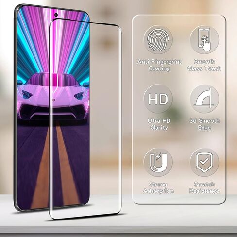 (عبوتان) واقي شاشة لهاتف سامسونج جالاكسي S20 بلس من الزجاج المقسى، تغطية شاشة كاملة منحنية ثلاثية الأبعاد، مقاوم للخدش، عالي الوضوح in Kuwait