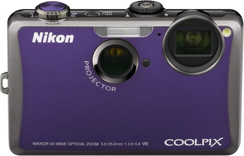 كاميرا رقمية Nikon Coolpix S1100pj بدقة 14 ميجابكسل مع تكبير/تصغير بزاوية عريضة 5x لتقليل الاهتزاز البصري (VR) وشاشة LCD مقاس 3 بوصات وجهاز عرض مدمج (بنفسجي) (متجدد) in Saudi Arabia