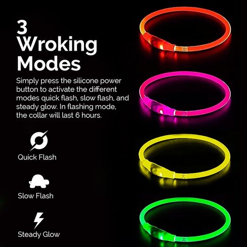 LED Dog Collar - Parent (Yellow, Large) in Saudi Arabia