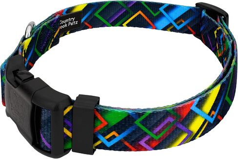 Country Brook Petz - Deluxe Mermaid Mosaic Dog Collar - Made in The U.S.A. - Abstract Collection Featuring Geometric Designs (1 Inch, Medium) in Saudi Arabia