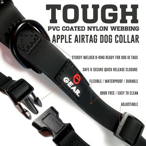 Waterproof Dog Collar with Apple AirTag Holder – Adjustable, Durable, Ideal for Small to Large Dogs in Kuwait