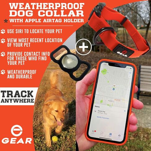 Waterproof Dog Collar with Apple AirTag Holder – Adjustable, Durable, Ideal for Small to Large Dogs in Kuwait