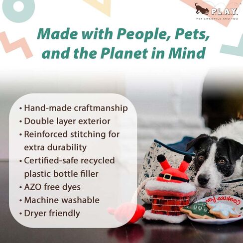 P.L.A.Y. Cute Plush Dog Toys - Merry Woofmas Christmas Themed Durable Squeaker Chew Toy, Great for Puppies & Small, Medium, Large Dog Breeds - Machine Washable, Recycled Materials (Good Dog Stocking) in Kuwait