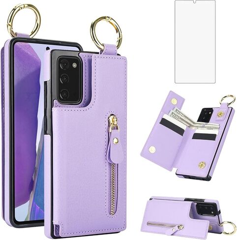 Asuwish Phone Case for Samsung Galaxy S20 Plus S20+ 5G Wallet with Screen Protector Cover and Accessories Stand Zipper Cash Card Holder Slot Ring S20+5G S20plus 20S + S2O S 20 20+ G5 Women Men Purple in Saudi Arabia