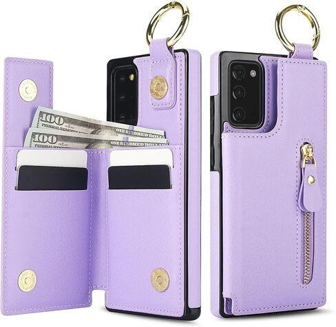 Asuwish Phone Case for Samsung Galaxy S20 Plus S20+ 5G Wallet with Screen Protector Cover and Accessories Stand Zipper Cash Card Holder Slot Ring S20+5G S20plus 20S + S2O S 20 20+ G5 Women Men Purple in Saudi Arabia