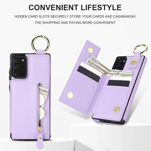 Asuwish Phone Case for Samsung Galaxy S20 Plus S20+ 5G Wallet with Screen Protector Cover and Accessories Stand Zipper Cash Card Holder Slot Ring S20+5G S20plus 20S + S2O S 20 20+ G5 Women Men Purple in Saudi Arabia