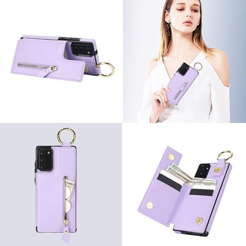 Asuwish Phone Case for Samsung Galaxy S20 Plus S20+ 5G Wallet with Screen Protector Cover and Accessories Stand Zipper Cash Card Holder Slot Ring S20+5G S20plus 20S + S2O S 20 20+ G5 Women Men Purple in Saudi Arabia