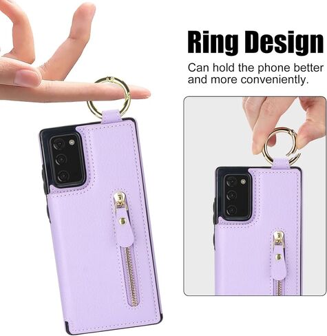 Asuwish Phone Case for Samsung Galaxy S20 Plus S20+ 5G Wallet with Screen Protector Cover and Accessories Stand Zipper Cash Card Holder Slot Ring S20+5G S20plus 20S + S2O S 20 20+ G5 Women Men Purple in Saudi Arabia