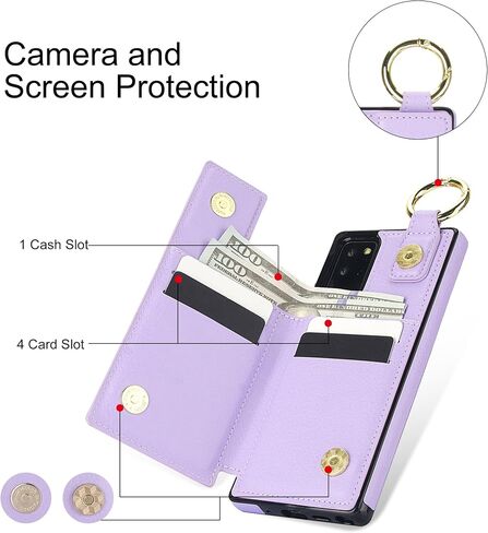 Asuwish Phone Case for Samsung Galaxy S20 Plus S20+ 5G Wallet with Screen Protector Cover and Accessories Stand Zipper Cash Card Holder Slot Ring S20+5G S20plus 20S + S2O S 20 20+ G5 Women Men Purple in Saudi Arabia