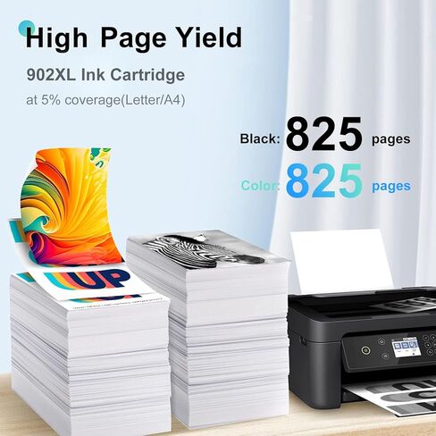 مجموعة خراطيش حبر 902XL متوافقة مع خراطيش حبر HP 902 XL 902 تعمل لطابعة HP Officejet Pro 6978 6974 6968 Officejet 6958 6956 6951 (5 عبوات) in Kuwait