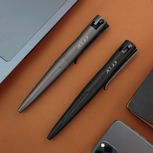 Cool Hand 4.3'' EDC Tactical Bolt Action Pen w/MTAP Logo, Compact Size Aluminum Barrel, Ballpoint Ink Refillable Office Business Writing Pen, 0.5mm 5-Pack Refills Purchasable in Kuwait