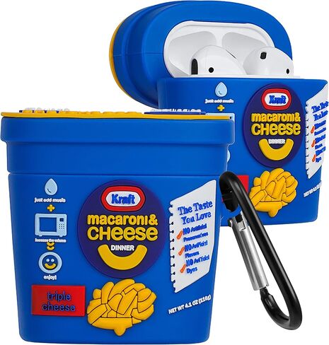 Lupct for Airpods 2/1 حافظة لطيف الكرتون سيليكون الأزياء تصميم الغذاء لApple Air Pods غطاء للأطفال الفتيات الفتيان قذيفة مضحك متعة باردة فريدة من نوعها أنيقة الحالات الواقية الناعمة لAirPods 1 & 2 (الجبن الأزرق) in Kuwait