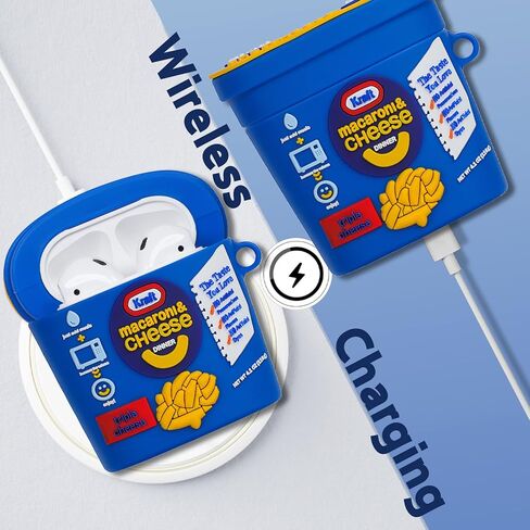 Lupct for Airpods 2/1 حافظة لطيف الكرتون سيليكون الأزياء تصميم الغذاء لApple Air Pods غطاء للأطفال الفتيات الفتيان قذيفة مضحك متعة باردة فريدة من نوعها أنيقة الحالات الواقية الناعمة لAirPods 1 & 2 (الجبن الأزرق) in Kuwait
