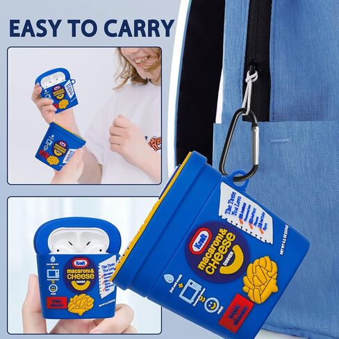 Lupct for Airpods 2/1 حافظة لطيف الكرتون سيليكون الأزياء تصميم الغذاء لApple Air Pods غطاء للأطفال الفتيات الفتيان قذيفة مضحك متعة باردة فريدة من نوعها أنيقة الحالات الواقية الناعمة لAirPods 1 & 2 (الجبن الأزرق) in Kuwait