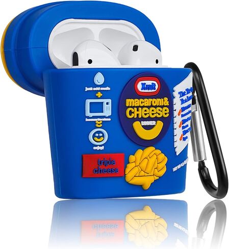 Lupct for Airpods 2/1 حافظة لطيف الكرتون سيليكون الأزياء تصميم الغذاء لApple Air Pods غطاء للأطفال الفتيات الفتيان قذيفة مضحك متعة باردة فريدة من نوعها أنيقة الحالات الواقية الناعمة لAirPods 1 & 2 (الجبن الأزرق) in Kuwait