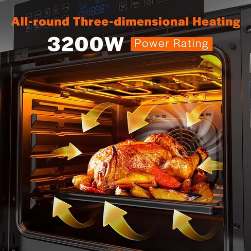 Empava 24 Inch Electric Single Wall Oven 10 Cooking Functions Deluxe 360° ROTISSERIE with Sensitive Touch Control in Stainless Steel in Saudi Arabia