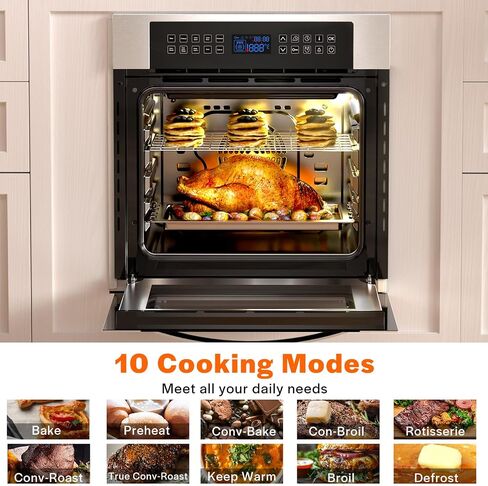 Empava 24 Inch Electric Single Wall Oven 10 Cooking Functions Deluxe 360° ROTISSERIE with Sensitive Touch Control in Stainless Steel in Saudi Arabia