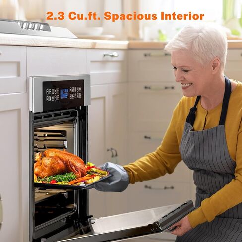 Empava 24 Inch Electric Single Wall Oven 10 Cooking Functions Deluxe 360° ROTISSERIE with Sensitive Touch Control in Stainless Steel in Saudi Arabia