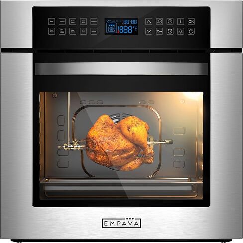 Empava 24 Inch Electric Single Wall Oven 10 Cooking Functions Deluxe 360° ROTISSERIE with Sensitive Touch Control in Stainless Steel in Saudi Arabia