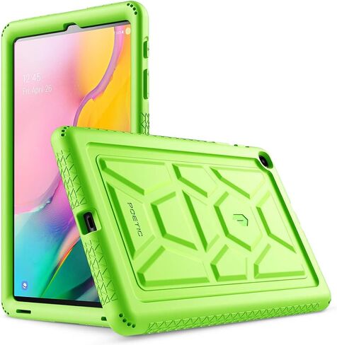 حافظة شديدة التحمل من جلد السلحفاة الشعرية مصممة لجهاز Galaxy Tab A 10.1 2019، موديل SM-T510/T515، حافظة متينة مقاومة للصدمات وحماية من السقوط وغطاء من السيليكون صديق للأطفال، أخضر in Saudi Arabia
