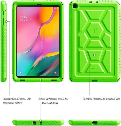 حافظة شديدة التحمل من جلد السلحفاة الشعرية مصممة لجهاز Galaxy Tab A 10.1 2019، موديل SM-T510/T515، حافظة متينة مقاومة للصدمات وحماية من السقوط وغطاء من السيليكون صديق للأطفال، أخضر in Saudi Arabia