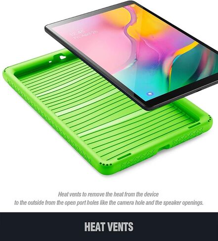 حافظة شديدة التحمل من جلد السلحفاة الشعرية مصممة لجهاز Galaxy Tab A 10.1 2019، موديل SM-T510/T515، حافظة متينة مقاومة للصدمات وحماية من السقوط وغطاء من السيليكون صديق للأطفال، أخضر in Saudi Arabia