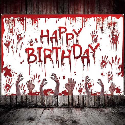 DARUNAXY Halloween Birthday Party Decorations, Spooky Ghost Happy Birthday Banner Horror Halloween Birthday Party Supplies, 6x3.6ft Cute Ghost Birthday Backdrop Photography Background for Men & Women in Kuwait