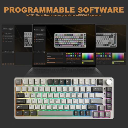 YUNZII B75 PRO لوحة مفاتيح ميكانيكية لاسلكية بنسبة 75% (أخضر ماتشا، كاكاو V2) in Kuwait