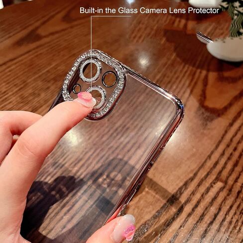 حافظة شفافة لامعة لهاتف iPhone 15، حافظة فاخرة من حجر الراين الماسي اللامع مع واقي للكاميرا، حافظة لطيفة وناعمة من مادة TPU للنساء والفتيات لهاتف iPhone 15 6.1 بوصة (وردي) in Saudi Arabia